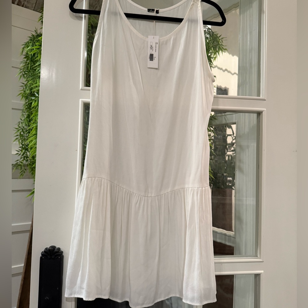 Bachelorette | Bride Women’s White Short Flowy Sheer Elegant Sleeveless Dress